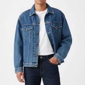 Vtg 90s GAP Work-Force Denim Jacket Mens Medium Executive Testing Heavyweight